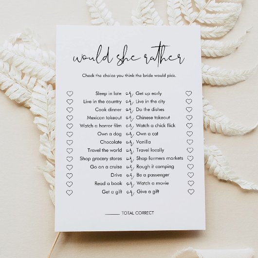 STELAは彼女は、むしろブライダルシャワーのゲームカード 招待状