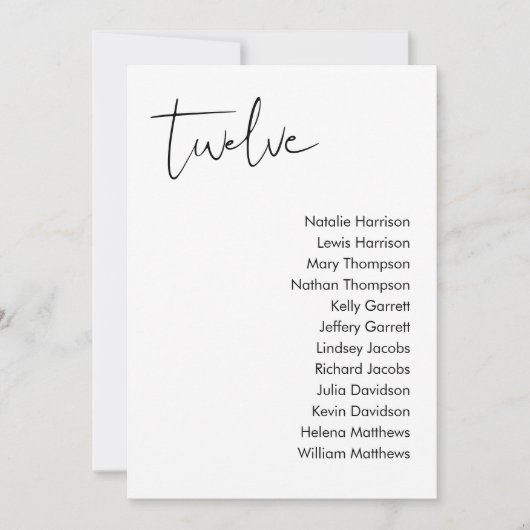 STELLAの結婚シーティングカード – テーブル12 招待状 (正面)