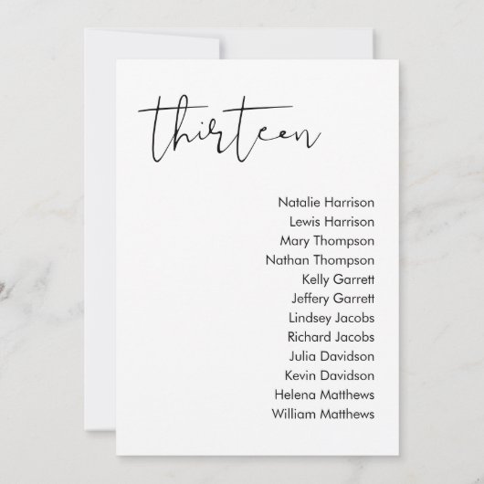 STELLAの結婚シーティングカード – テーブル13 招待状 (裏面)