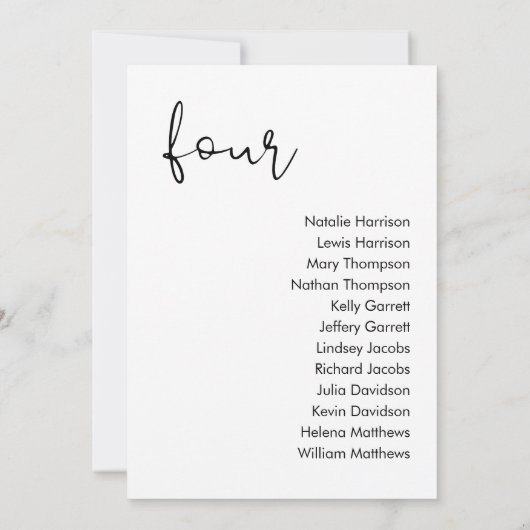 STELLAの結婚シーティングカード – テーブル4 招待状 (裏面)