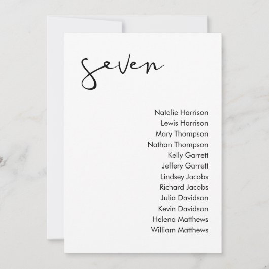 STELLAの結婚シーティングカード – テーブル7 招待状 (正面)