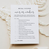 STELLAオーバーまたは下ブライダルシャワーゲームカード 招待状