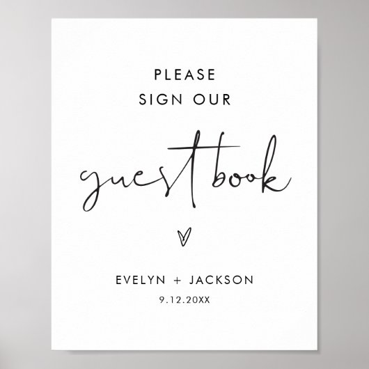 STELLAゲストブックサインミニマル結婚リストテーブル ポスター (正面)