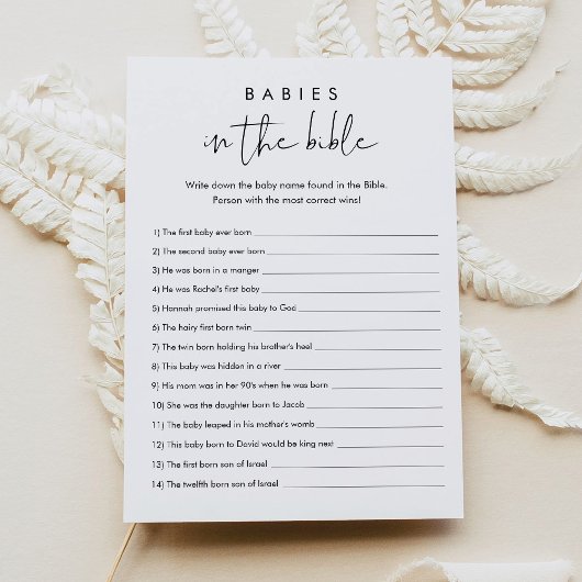 STELLAベビーバイブルの赤ちゃんシャワーゲームカード 招待状