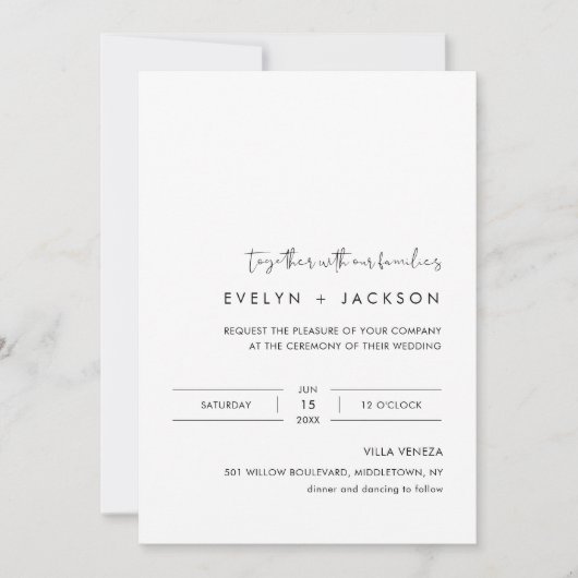 STELLAミニマル結婚式招待状と写真 招待状 (正面)