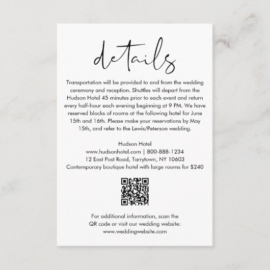 STELLAミニマ結婚リストの詳細QRコード3.5x5 エンクロージャーカード (正面)