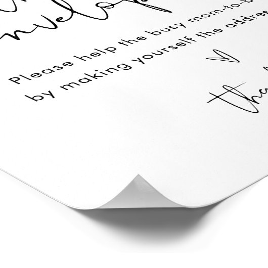 STELLA住所エンベロープベビーシャワーのサイン ポスター (角)