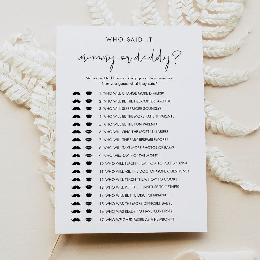 STELLA誰が言ったママのパパベビーゲームカード 招待状