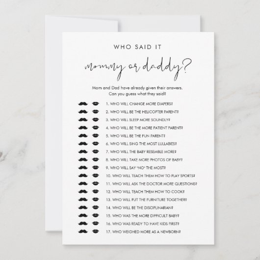 STELLA誰が言ったママのパパベビーゲームカード 招待状 (正面)