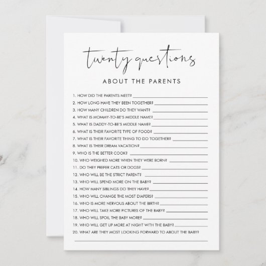 STELLA 20親のベビーゲームに関する質問 招待状 (正面)