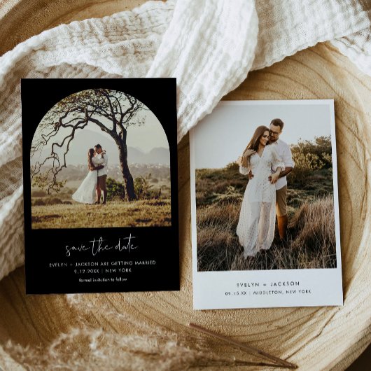 STELLA Arch Photo Save The Date Black 招待状