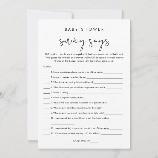 STELLA Baby Shower Surveyがゲームカードを発表 招待状 (正面)