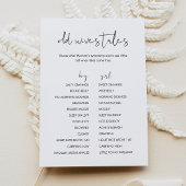 STELLA Old Wids Talesベビーシャワーゲームカード 招待状