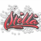 Stella red Heart Graffiti Aufkleber Sticker シール (正面)