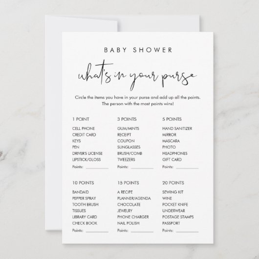 STELLA Whatsあなたの財布の赤ちゃんシャワーゲームカード 招待状 (正面)