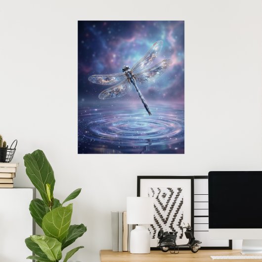 Stellar Dragonfly Cosmic Glow ポスター (ホームオフィス)