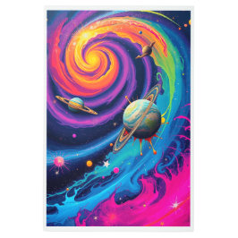 Stellar Echoes:抽象芸術モダン宇宙アート メタルプリント