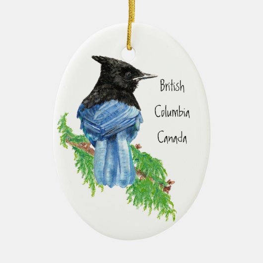 Stellar Jay B.C. British Columbian，カナダ セラミックオーナメント (正面)