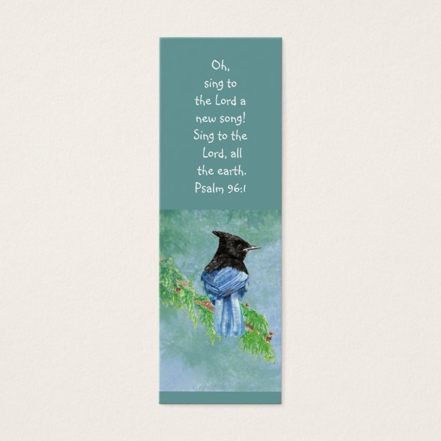 Stellar Jay Bird聖なる書物、 経典Bibleブックマーク (正面)