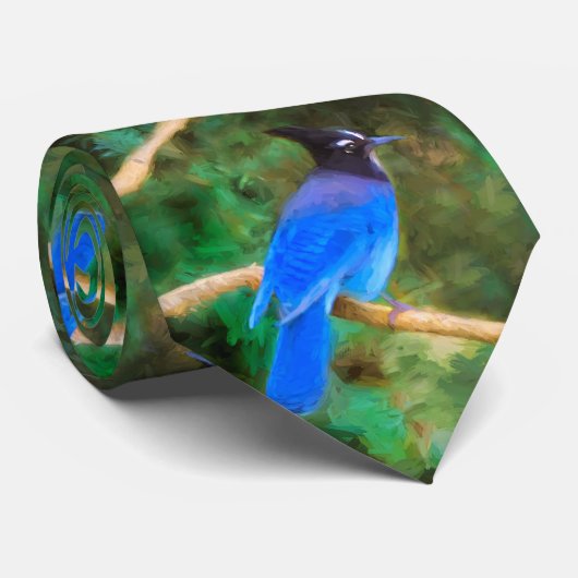 Steller's Jay Painting - Original Bird Art ネクタイ (ロール)