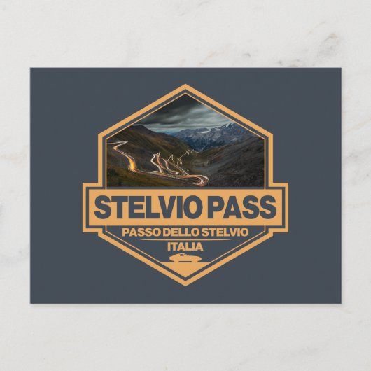 Stelvio Pass Passo Dello Stelvio Travel Art Badge ポストカード (正面)