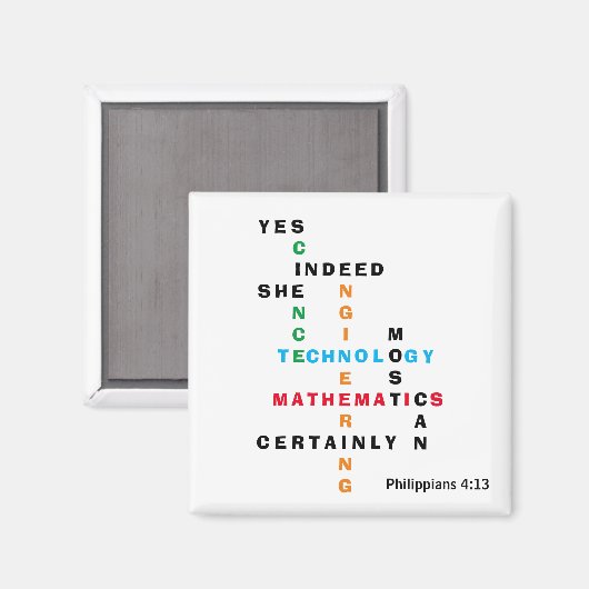 STEMクロスワード内の女性 マグネット (正面/裏面)