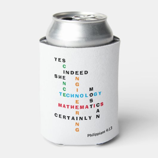 STEMクロスワード内の女性 缶クーラー (缶正面)