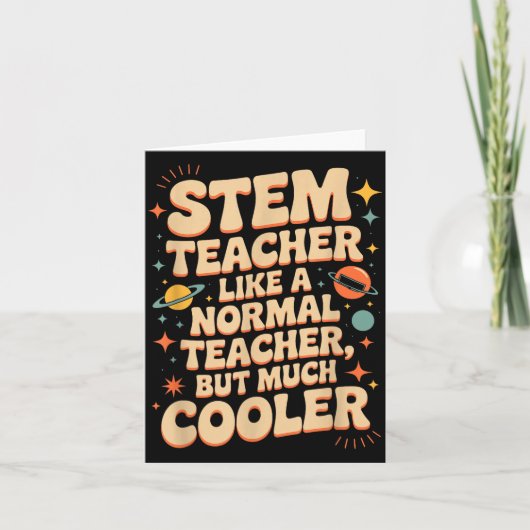 STEM教師の定義 楽しい科学 数学 テック Tシャツ カード (正面)