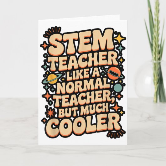 STEM教師の定義 楽しい科学 数学 テック Tシャツ カード (正面)