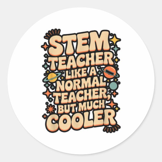 STEM教師の定義 楽しい科学 数学 テック Tシャツ ラウンドシール (正面)