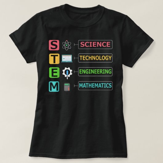 STEM科学技術エンジニアリング数学先生 Tシャツ (デザイン正面)