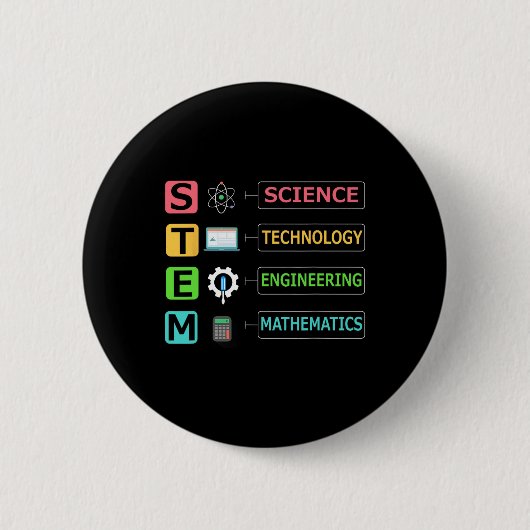 STEM 科学 技術 工学 数学 先生 ギフト 缶バッジ (正面)