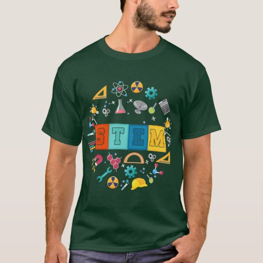 STEM 科学 技術 工学 数学 先生 バック Tシャツ (正面)