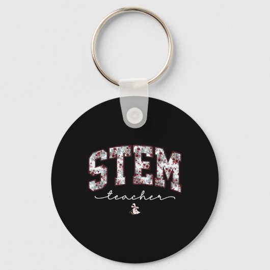 STEM 科学 技術 工学 数学 先生 V キーホルダー (正面)