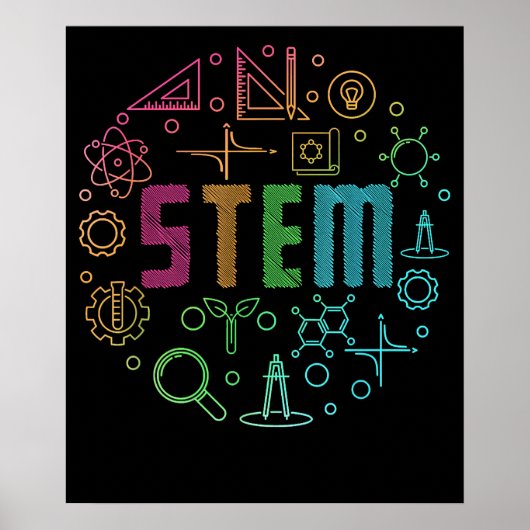 STEM 科学 技術 工学 数学 教師 ポスター (正面)