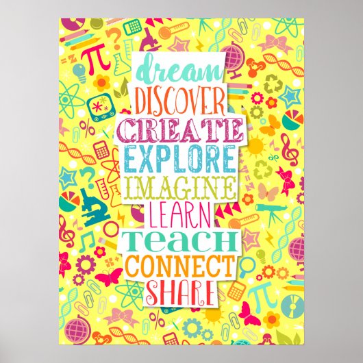 STEM Girls Rock Inspirationイエローポスター ポスター (正面)