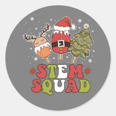 STEM Squad Reindeer Santa Tree Ice Cream Christmas ラウンドシール (正面)