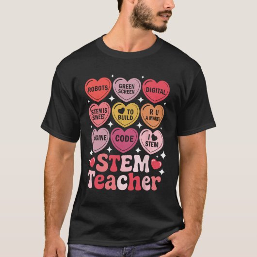 Stem Teacher Valentine's Day Science Technology Ma Tシャツ (正面)