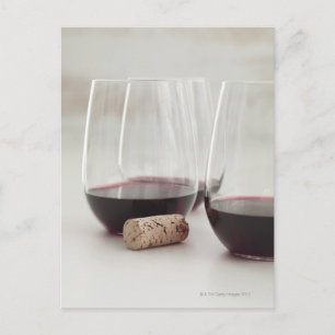 stemlessガラスの赤ワイン ポストカード