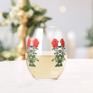 Stemless Wine Glass - Red Roses ステムなしワイングラス