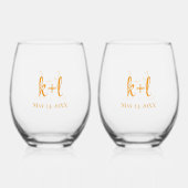 Stemless wine glass set, Modern personalized ステムなしワイングラス (裏面)