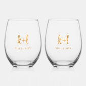 Stemless wine glass set, Modern personalized ステムなしワイングラス (正面)