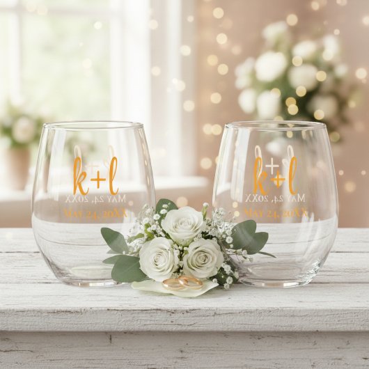 Stemless wine glass set, Modern personalized ステムなしワイングラス