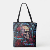 Stems and Stones Skull and Roses Tote Bag トートバッグ (裏面)