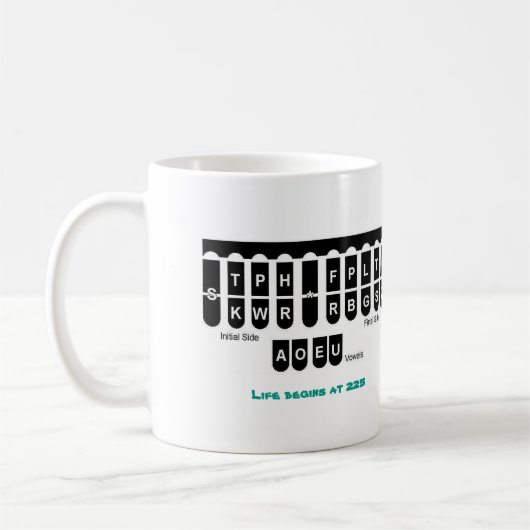 Stenoの生命は225のマグの緑で始まります コーヒーマグカップ (左)