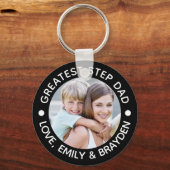 STEPもっとも偉大パパ写真の色パーソナライズされた キーホルダー (正面)