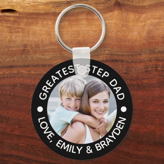 STEPもっとも偉大パパ写真の色パーソナライズされた キーホルダー (正面)