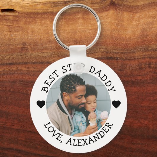 Step最高のダディの写真パーソナライズされた キーホルダー (正面)