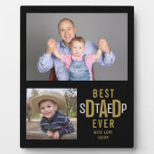 Step最高のパパEver 2フォトコラージュブラックと金ゴールド フォトプラーク (正面)