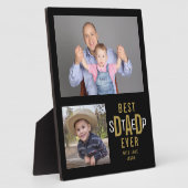 Step最高のパパEver 2フォトコラージュブラックと金ゴールド フォトプラーク (側面)
